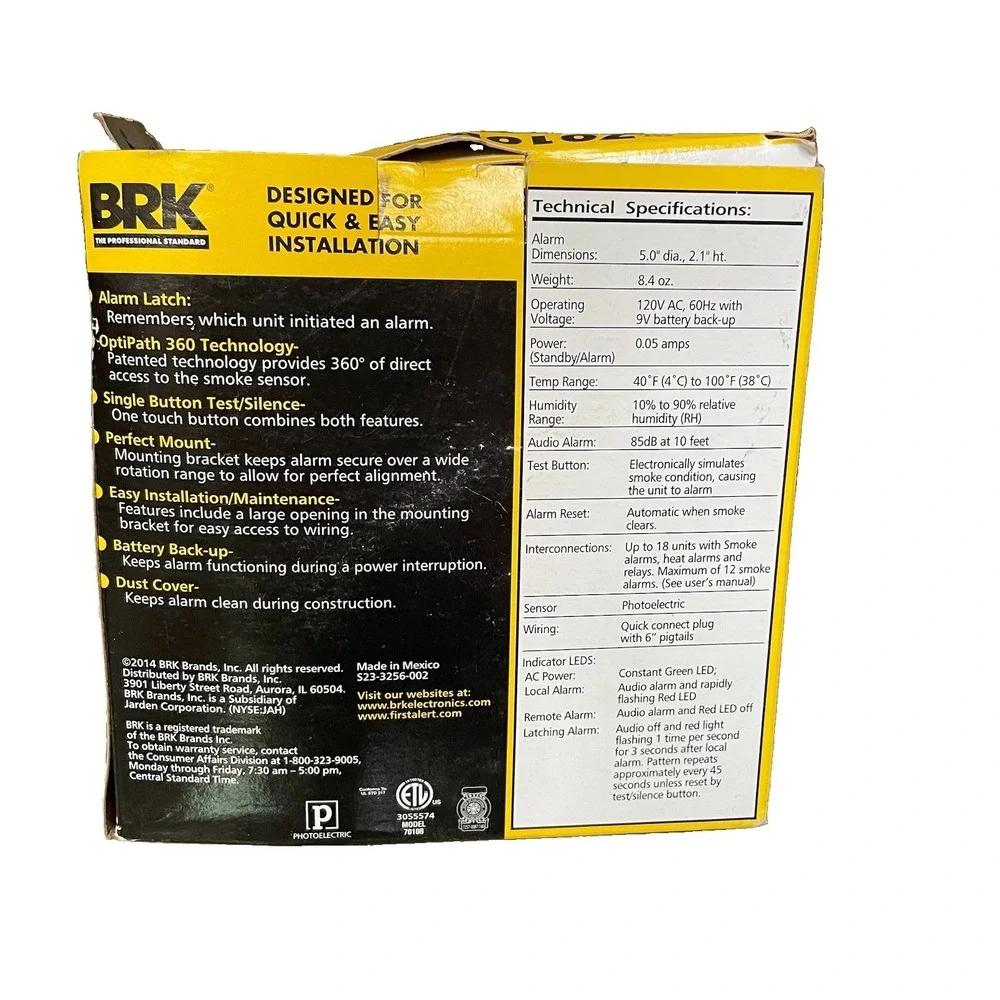 First‎ Alert BRK Cat. 7010B AC Powered Hardwired Smoke Alarm Battery Backup New